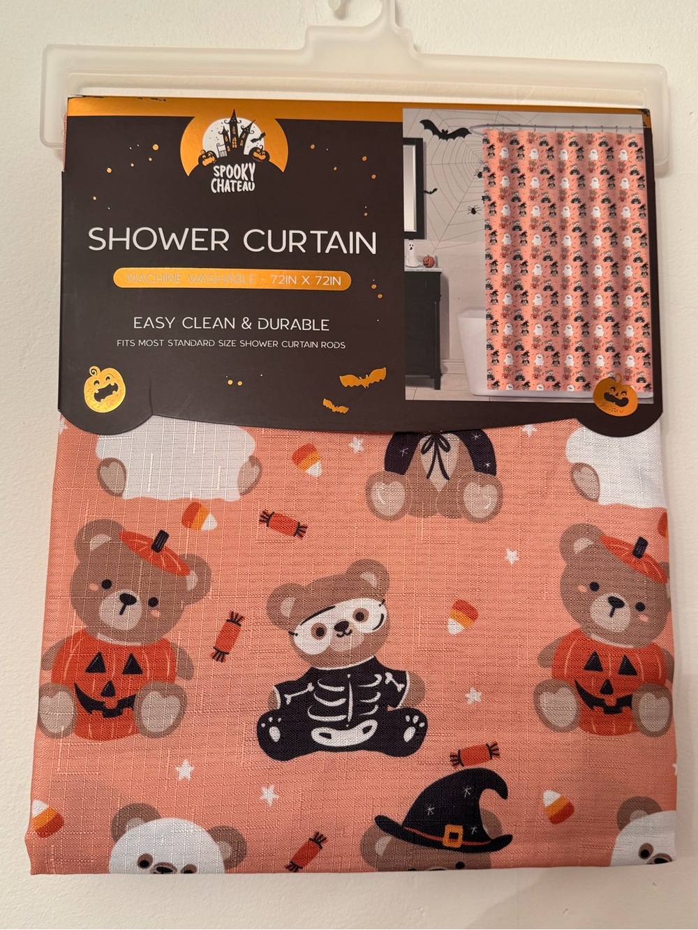 Spooky Halloween Teddy Bear Shower Curtain
